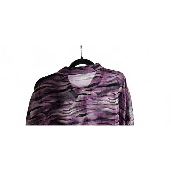 Nasty Gal Size 18 Purple and Black Sheer Button-Up Blouse with Animal Print - Picture 4 of 16
